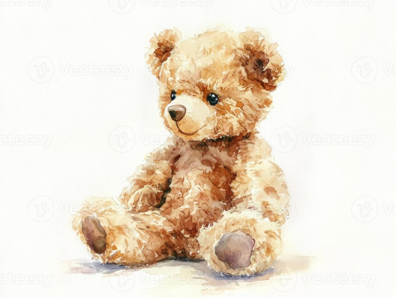 A gentle plush teddy bear illustration with a soft, fluffy texture, sitting against a white background, radiating warmth and comfort photo