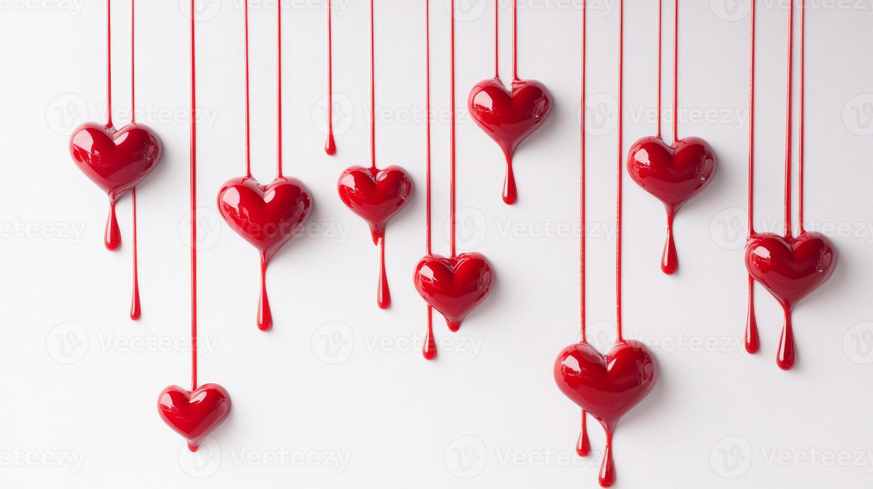 Red hearts cascading down from above, creating a romantic and festive atmosphere perfect for Valentine's Day celebrations photo