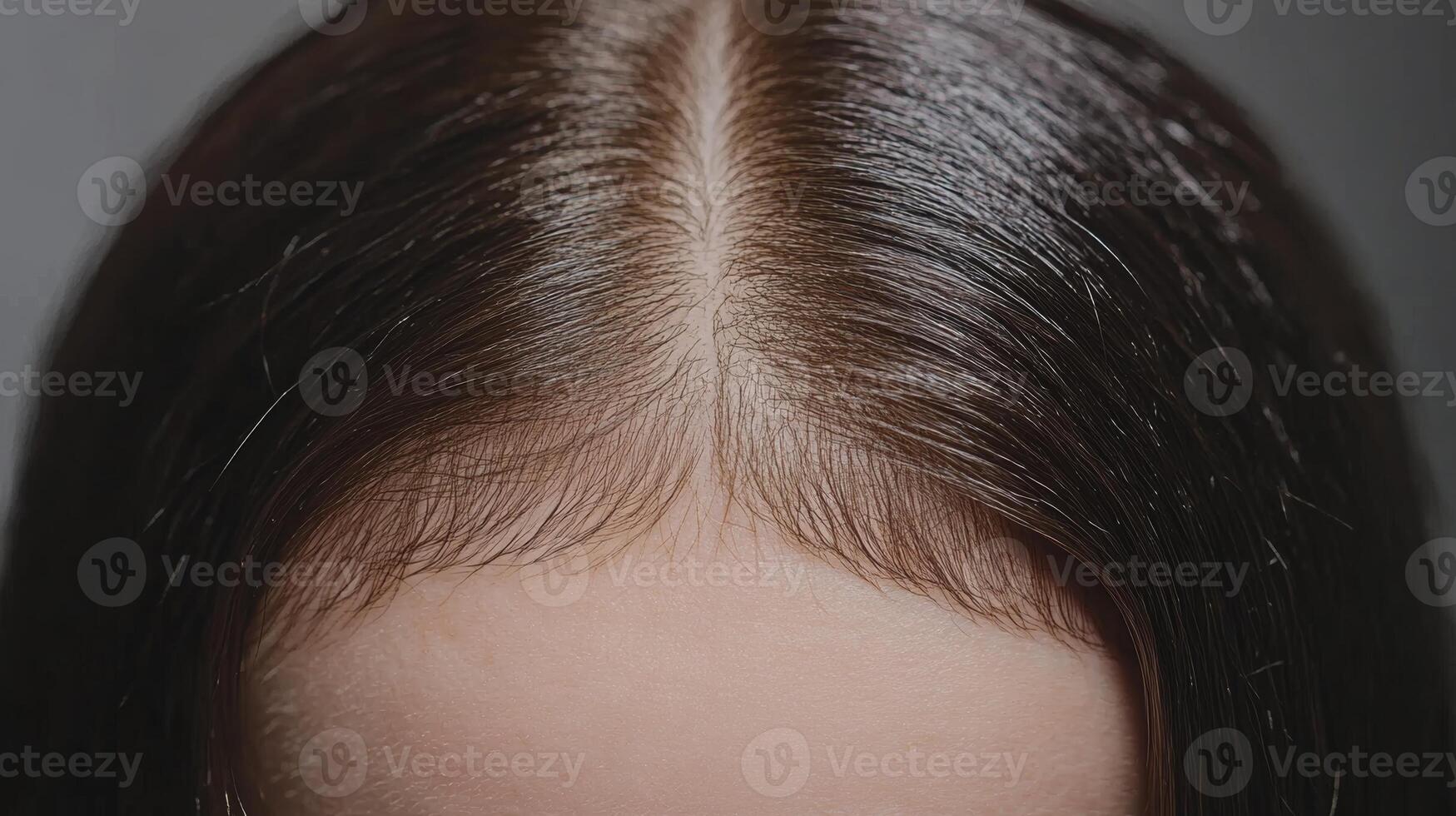 Visualization of hair regrowth progress before and after alopecia treatment in a close-up scalp view photo
