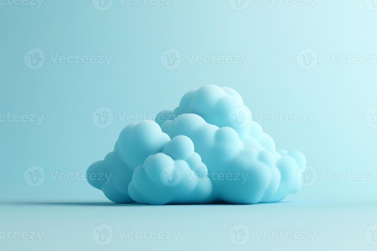 A fluffy blue cloud floats serenely against a soft, light background, creating a calming effect in a digital artwork setting photo