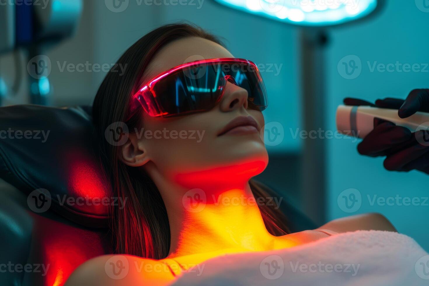 Diode laser hair removal procedure in a beauty clinic for smooth skin, focusing on women's armpits photo
