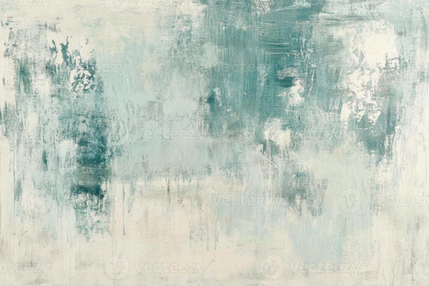 Aqua abstract brush marks on light canvas create a serene atmosphere with oil texture evident in the artwork's composition and colors photo