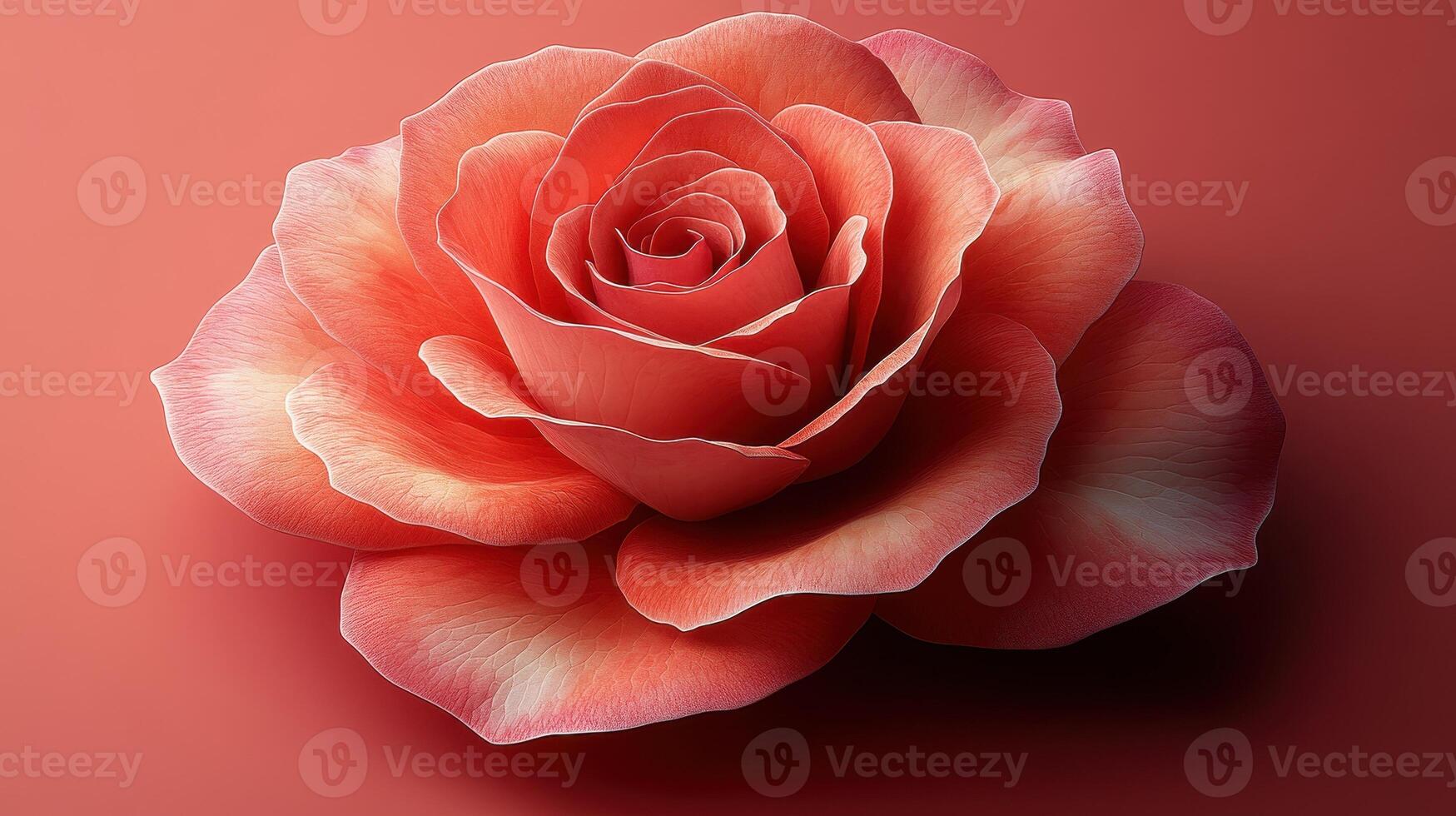 Peach rose blossom, studio shot, coral background, romantic, Valentine's Day card photo