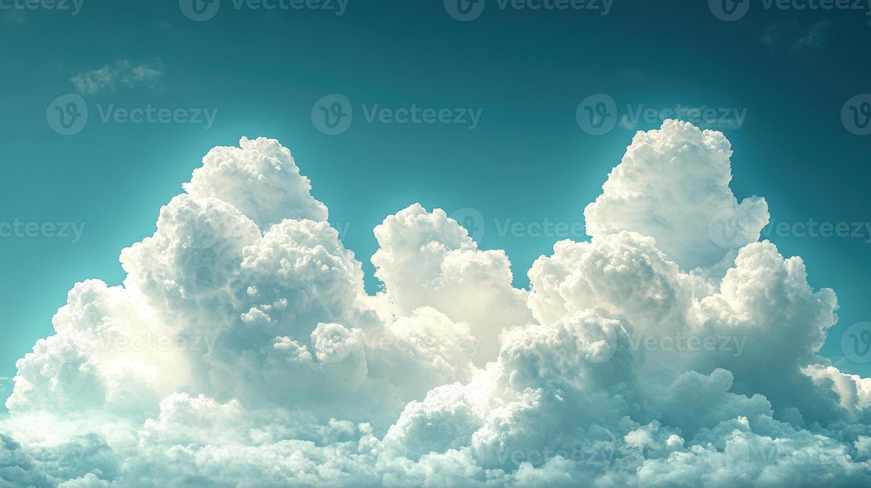 Bright cumulus cloudscape, sunny day, atmospheric background photo
