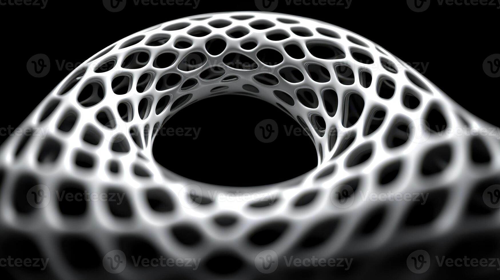 Abstract white lattice structure, dark background, 3D render, design concept photo