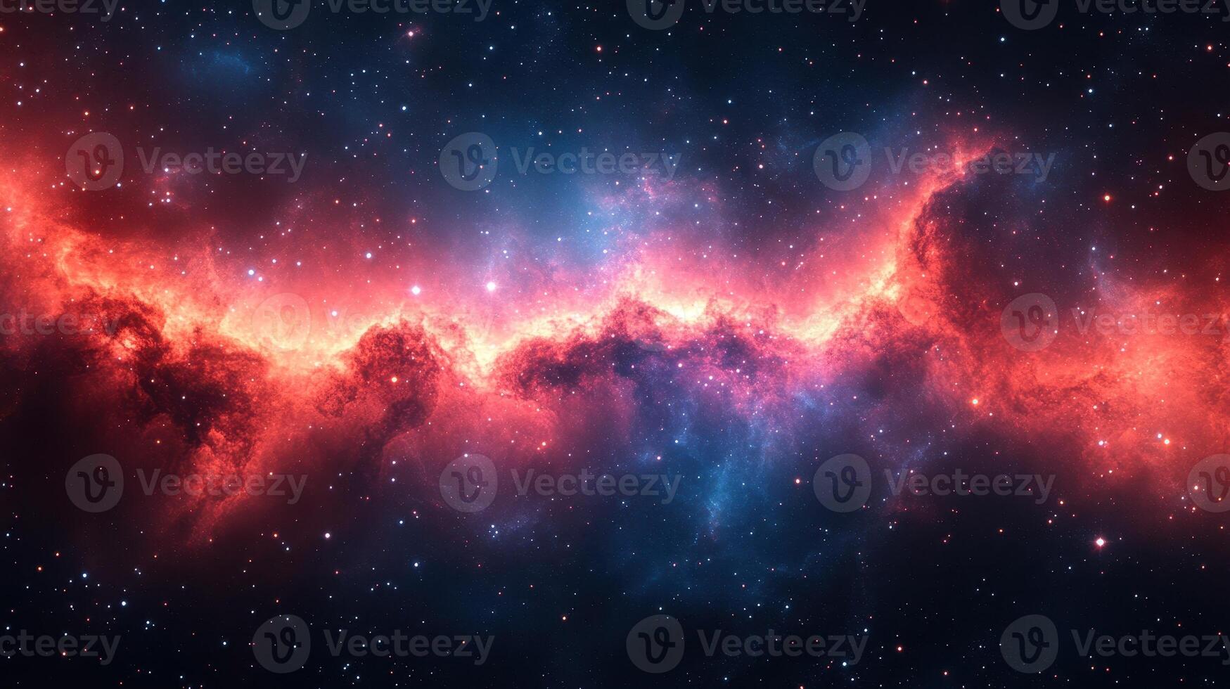 Cosmic Nebula Red and Blue Gas Clouds in Space photo