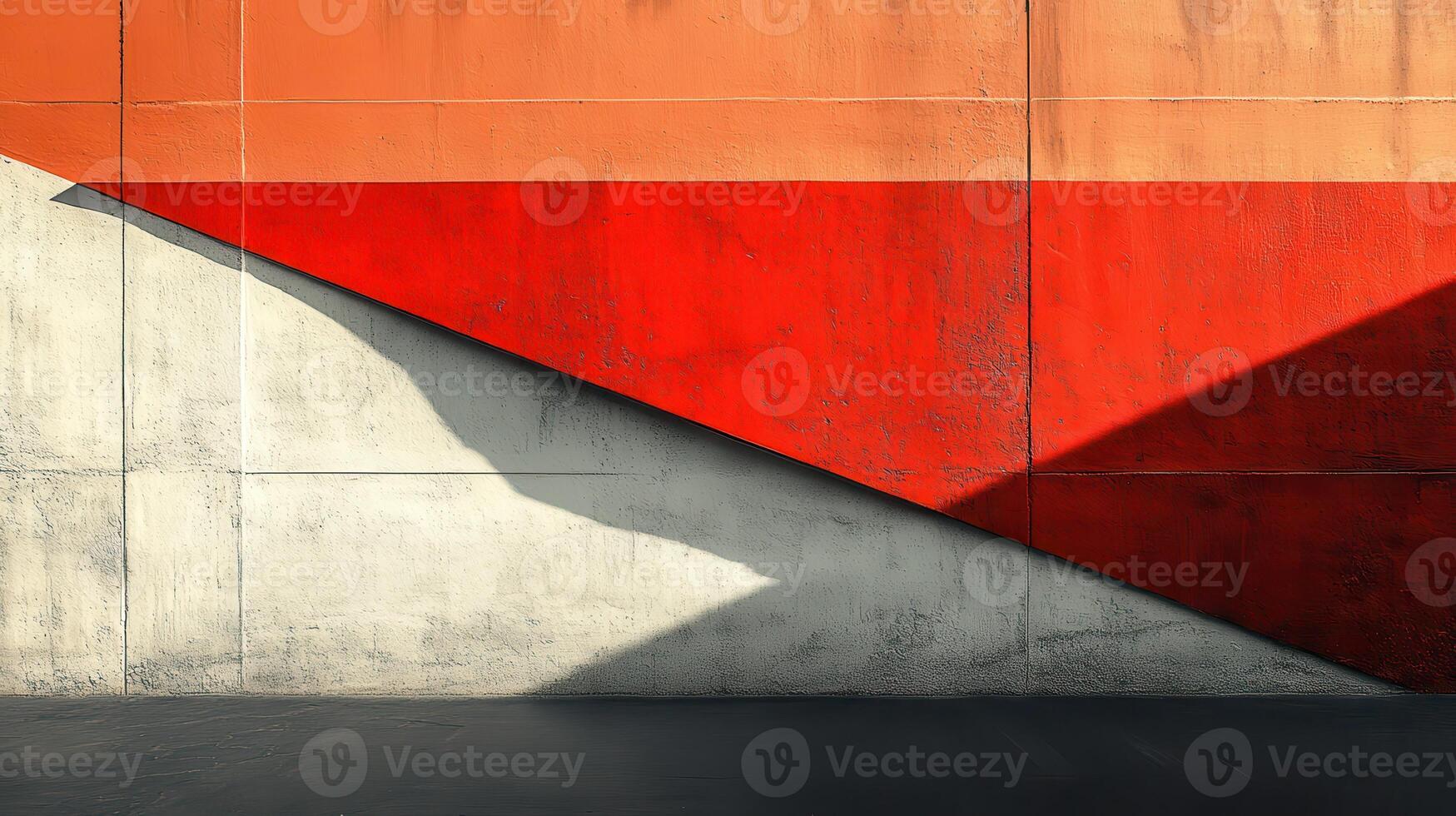 Abstract red and orange wall, concrete, shadows, urban background, design texture photo
