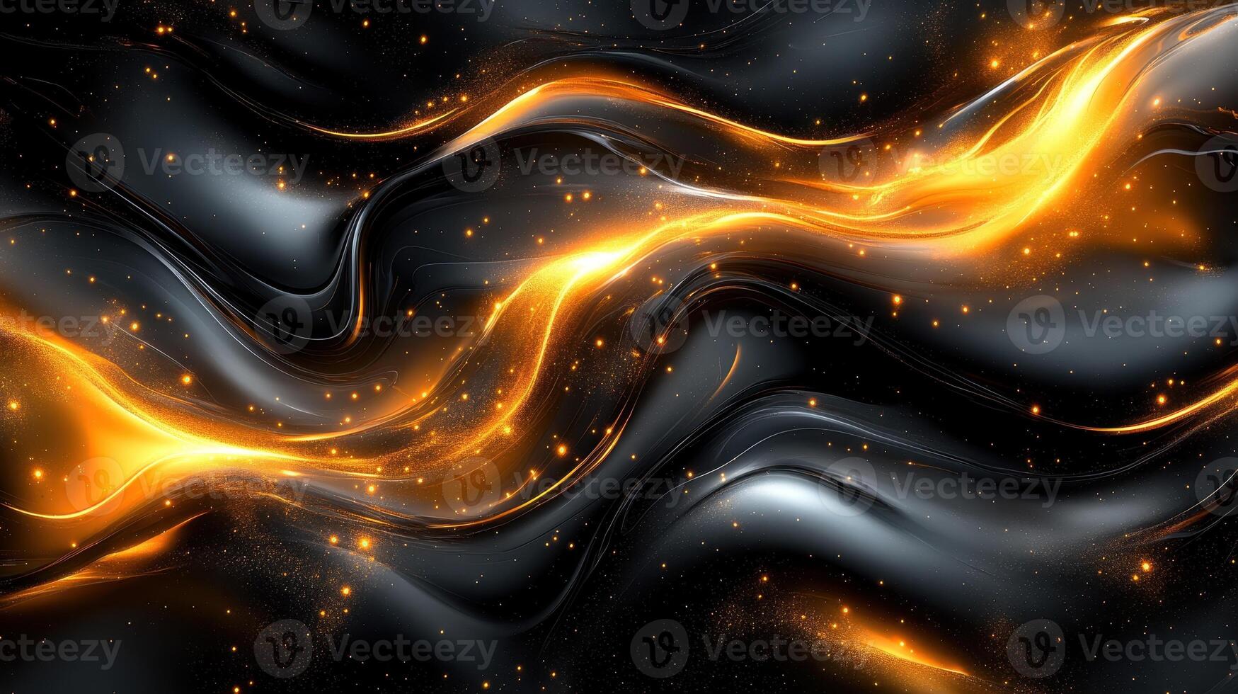 Abstract glowing waves, dark background, cosmic dust, design element photo