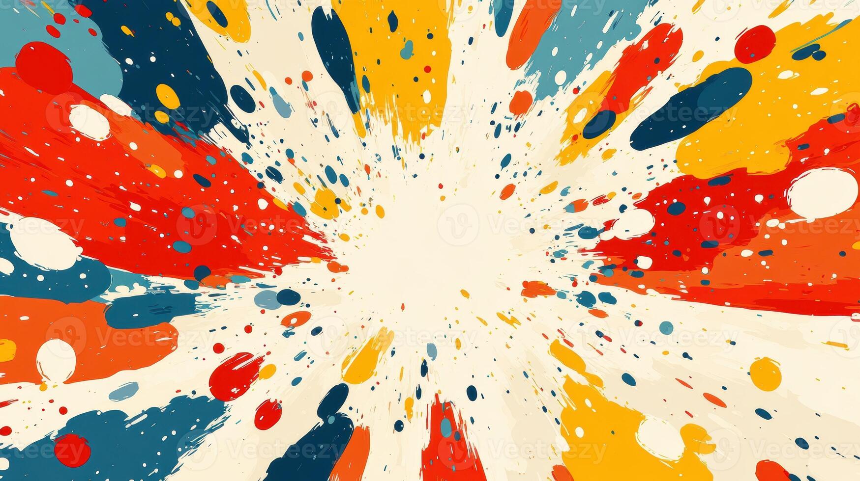 Colorful paint explosion, radial burst, bright background, abstract art, design photo