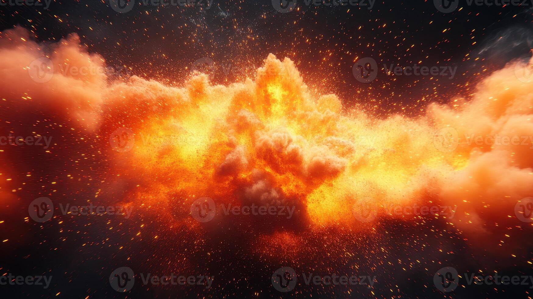 Fiery cosmic explosion, nebula background, space scene, VFX photo