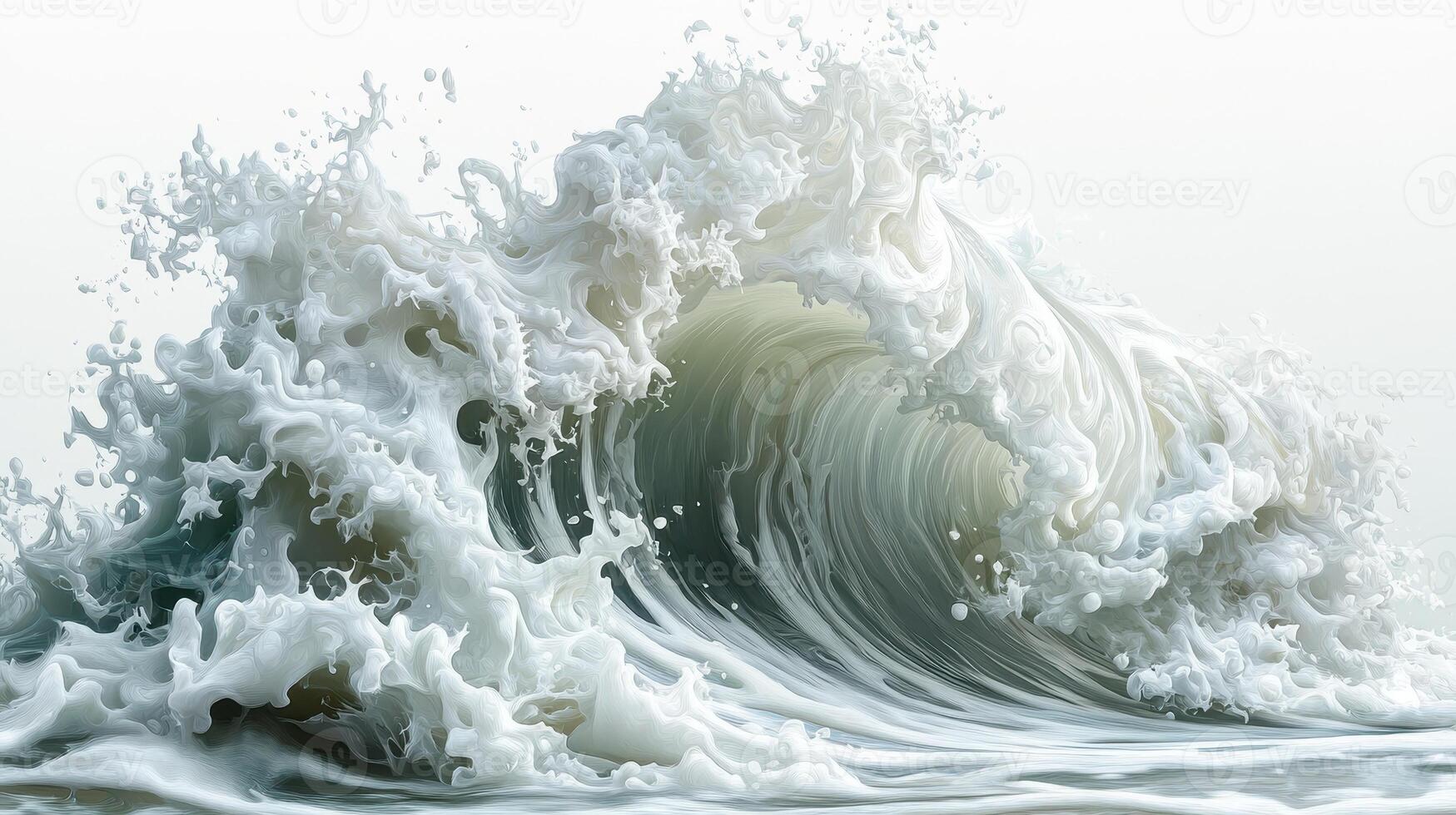 Ocean wave, crashing, white background, abstract, design photo