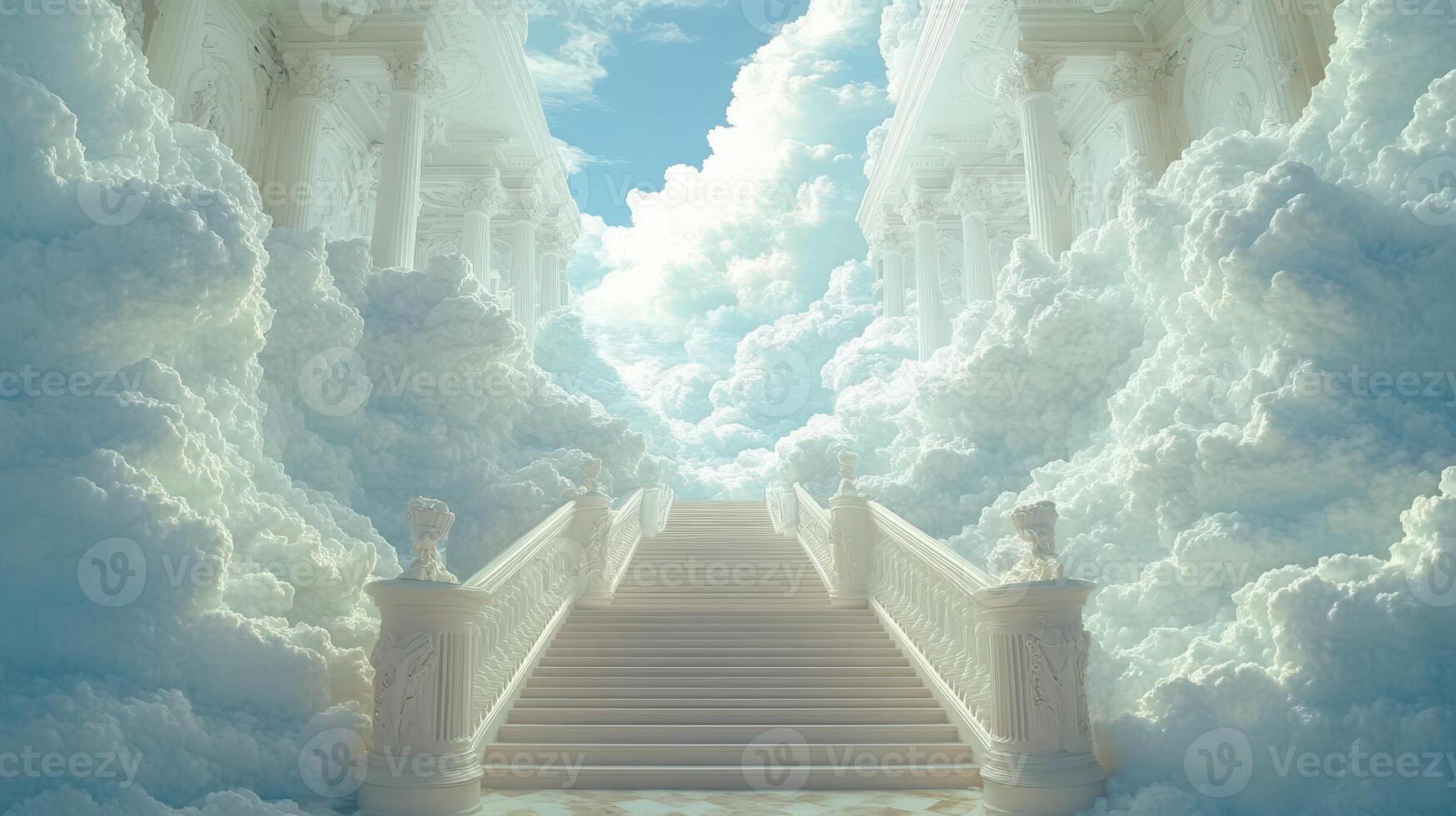 Heavenly Staircase Ascending Cloudscape, Peaceful Heaven, Spiritual Background photo