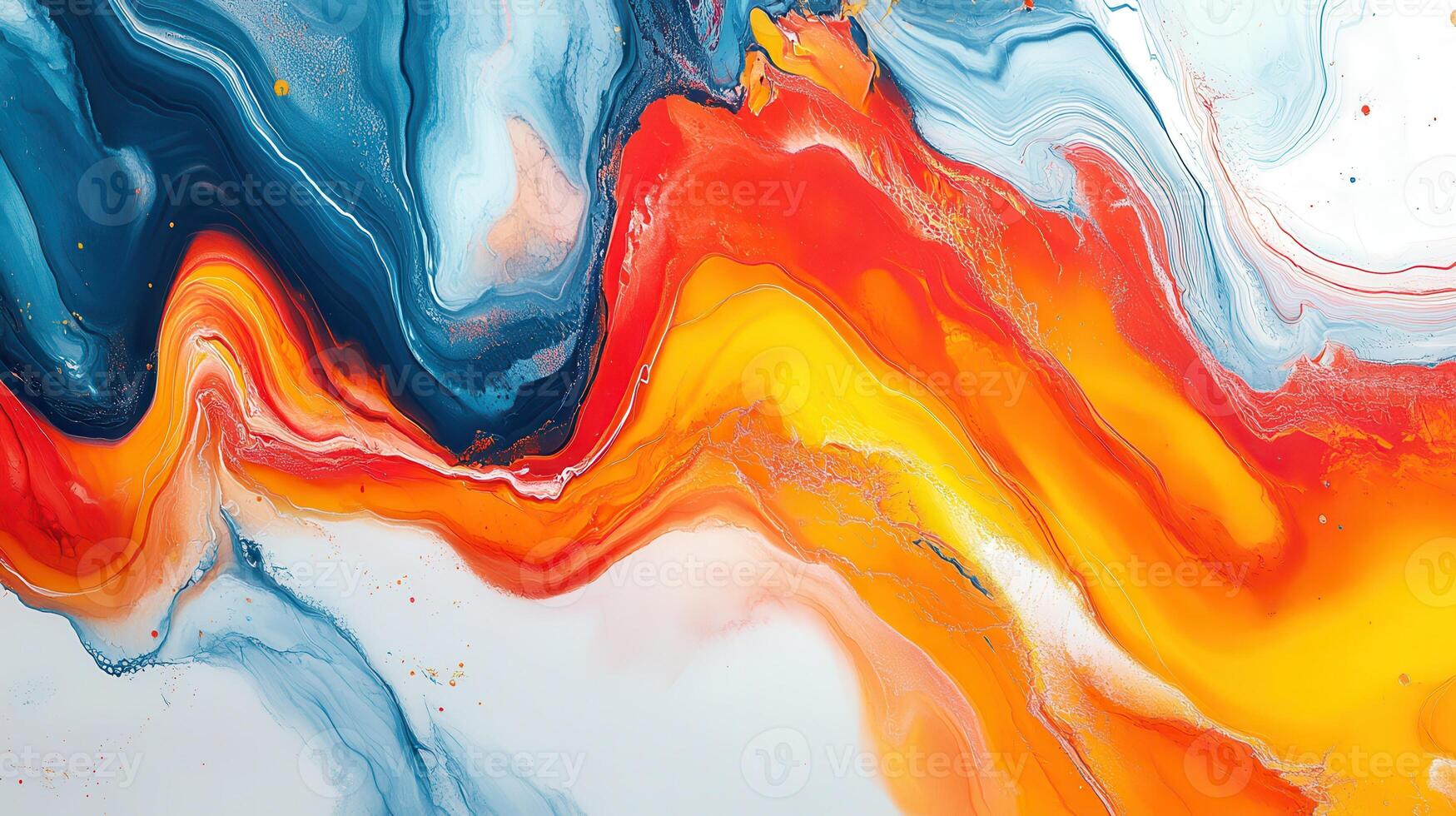 Abstract fluid art, vibrant colors swirling, dynamic background, design element photo