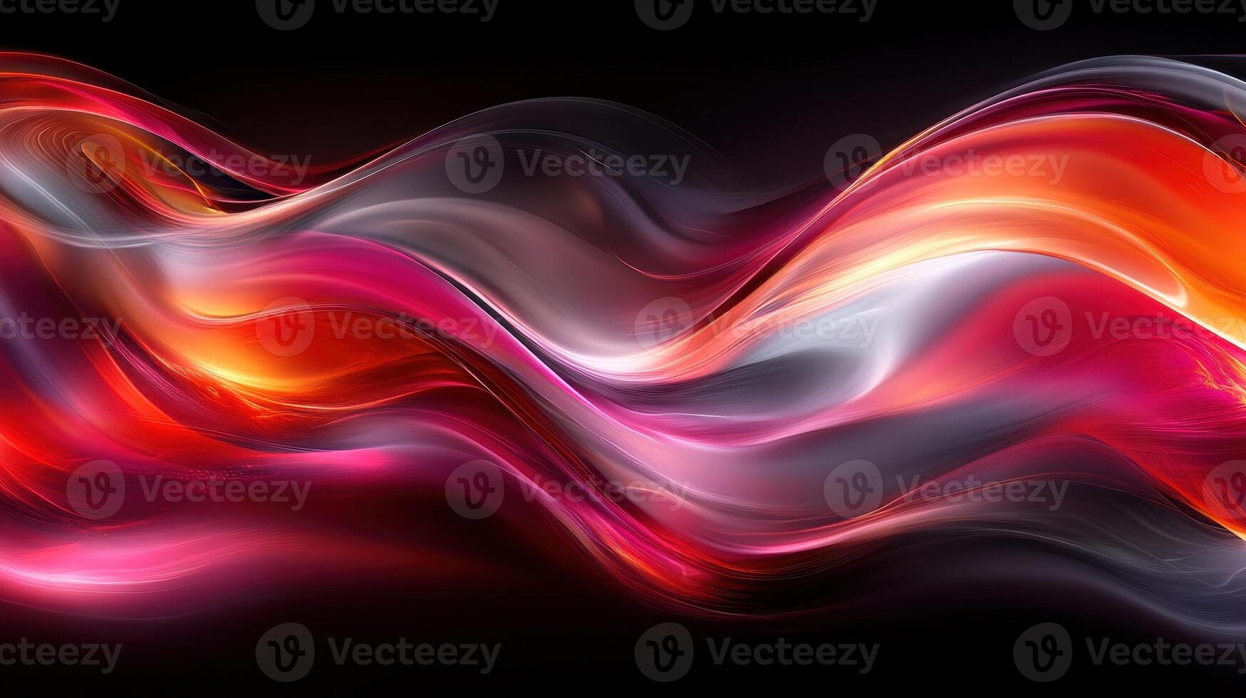 Abstract red and orange wave motion, dark background, digital art, website banner photo