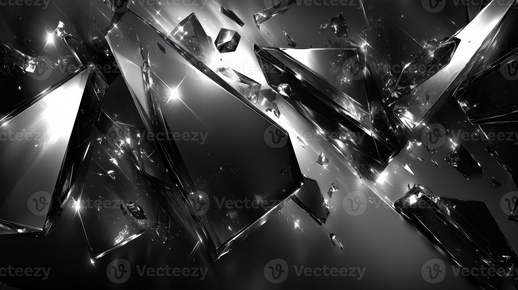 Shattered glass explosion, dark background, abstract art, digital wallpaper photo