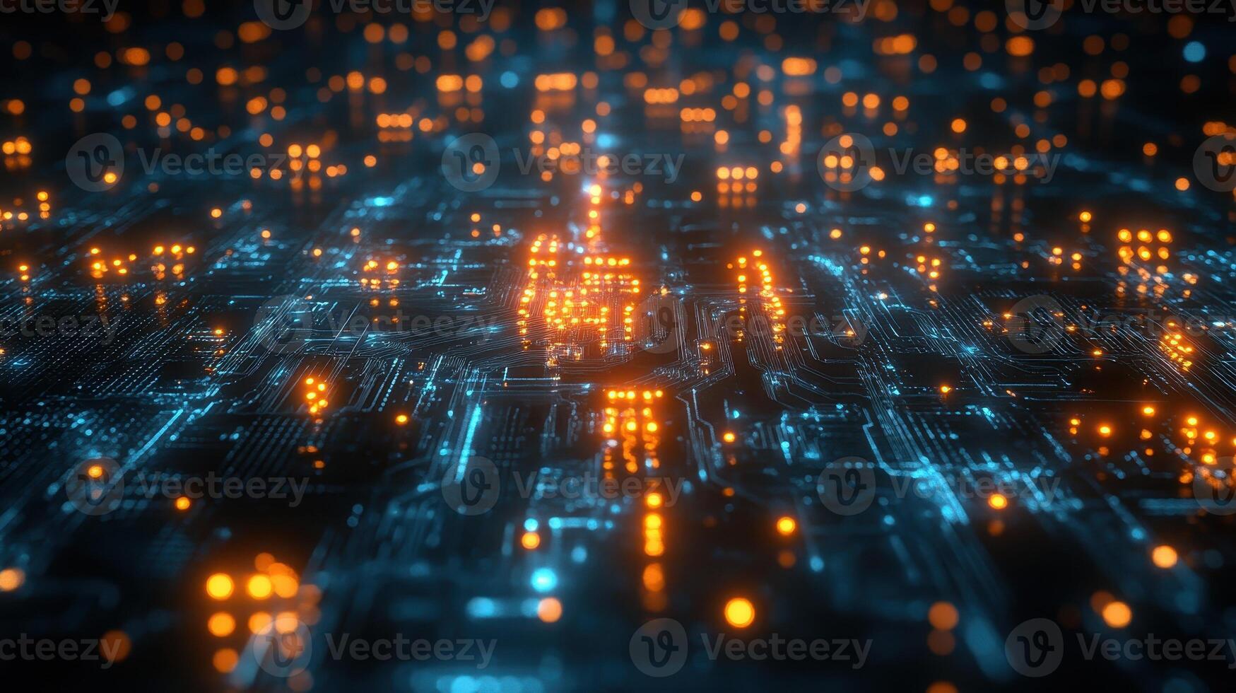 Illuminated Circuit Board, Data Flow, Technology, Abstract Background photo