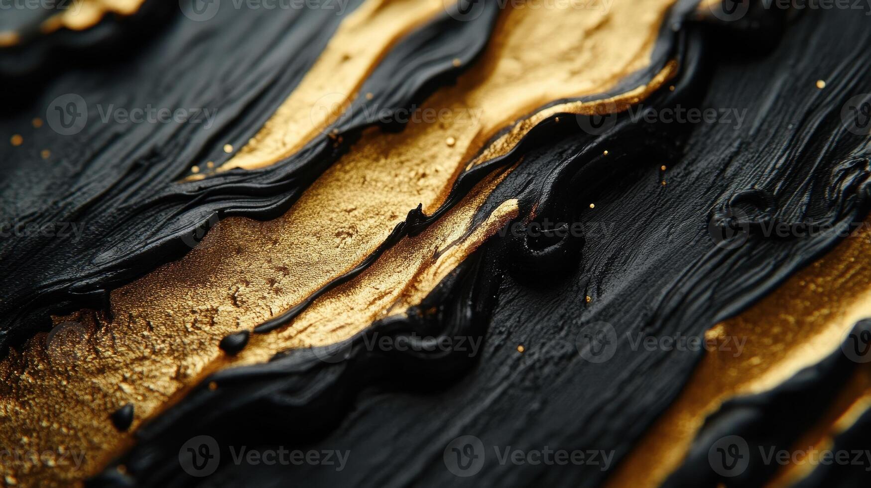 Abstract black gold paint texture, close-up, artistic background, design element photo