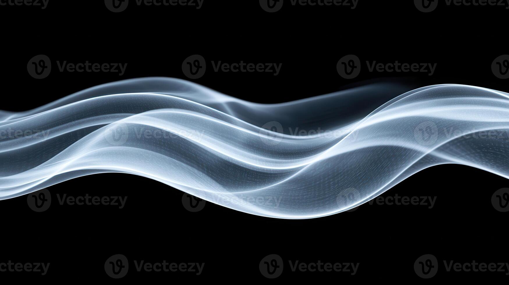 Abstract light grey wave flowing on black background, design element photo