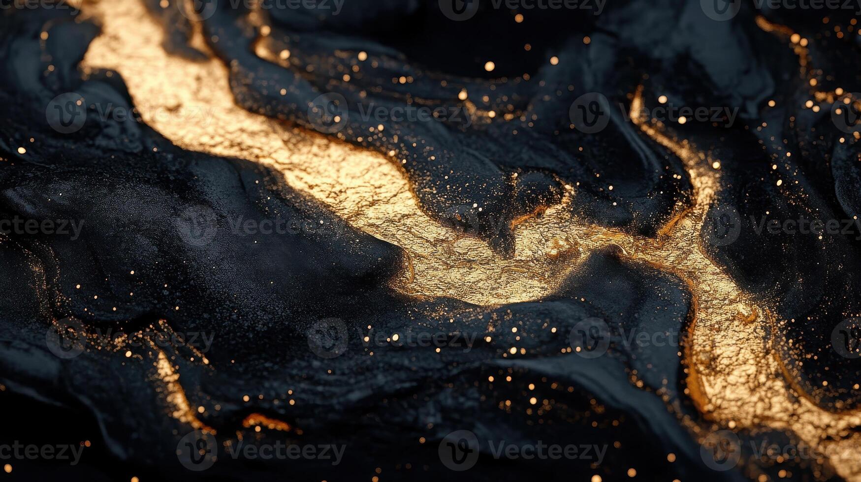 Golden and black abstract art, swirling texture, luxury background, design element photo