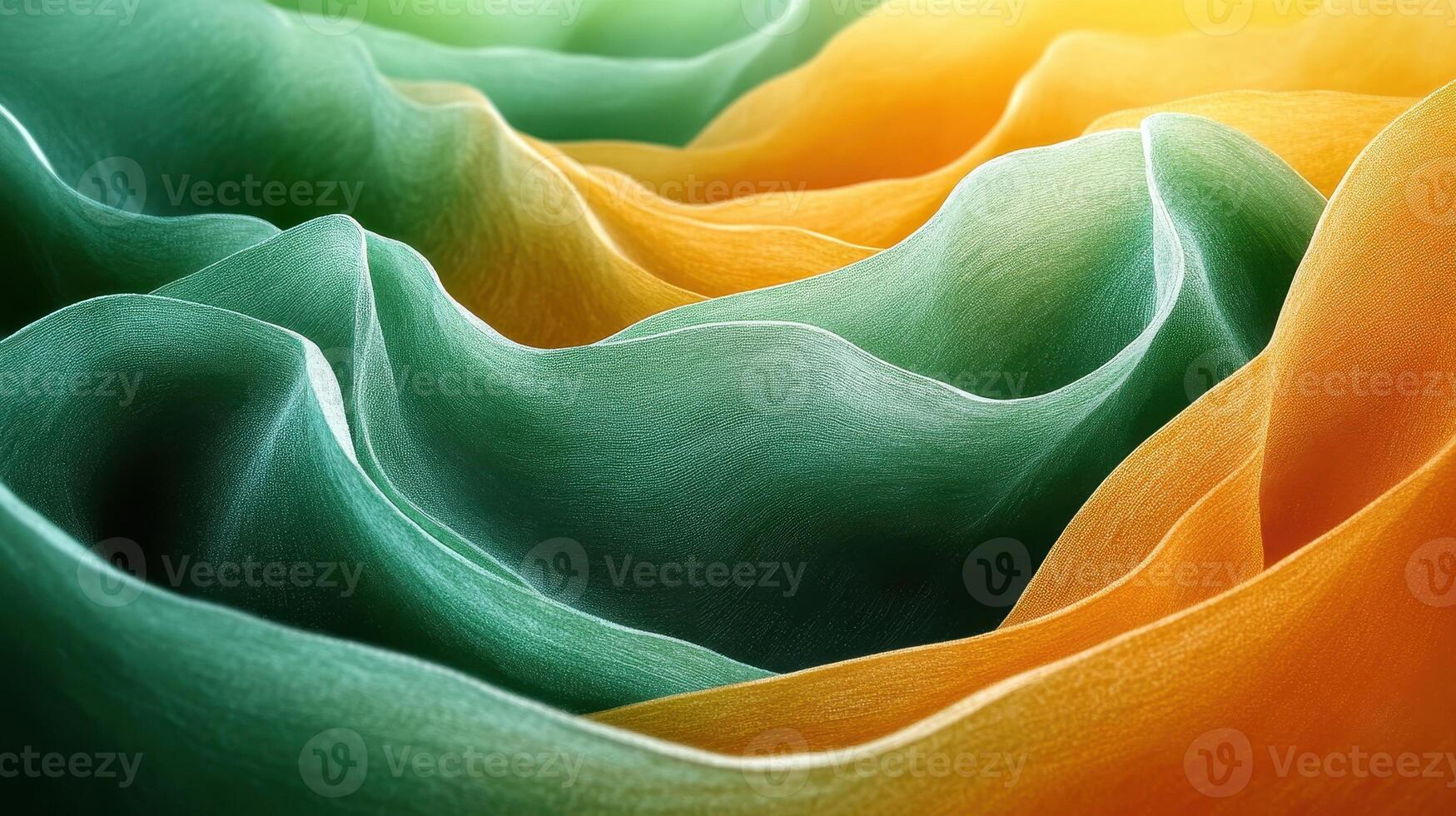 Abstract fabric folds, teal and orange, soft light, textured background, textile design photo