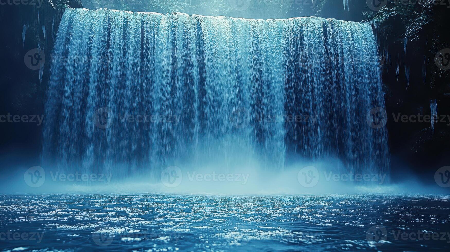 Majestic Waterfall Cascading into Calm Pool photo