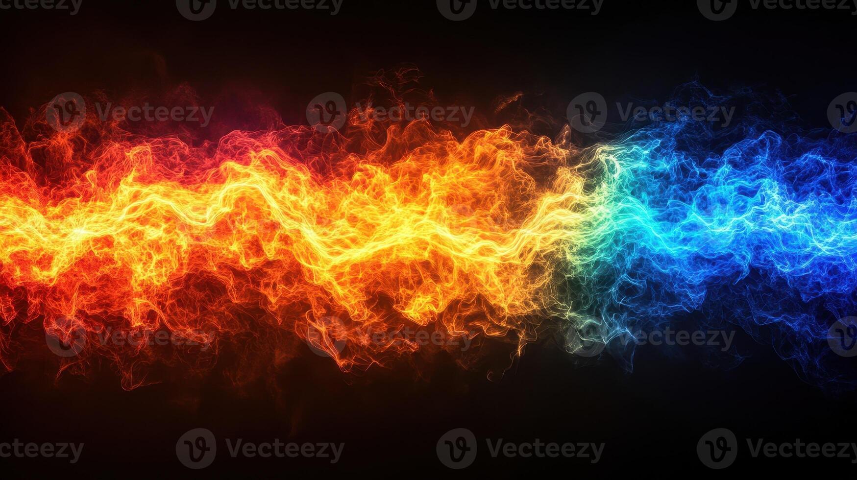 Fiery abstract flames, red and blue, contrast, background, design photo