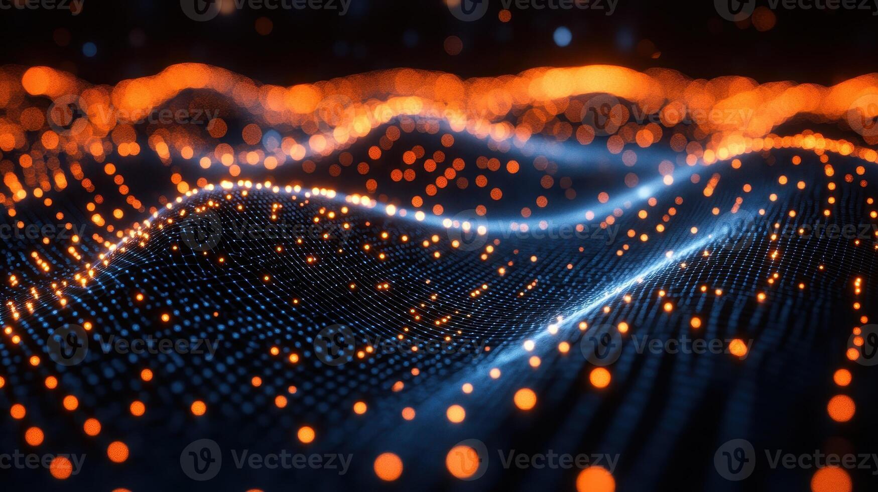 Abstract glowing particle wave background photo