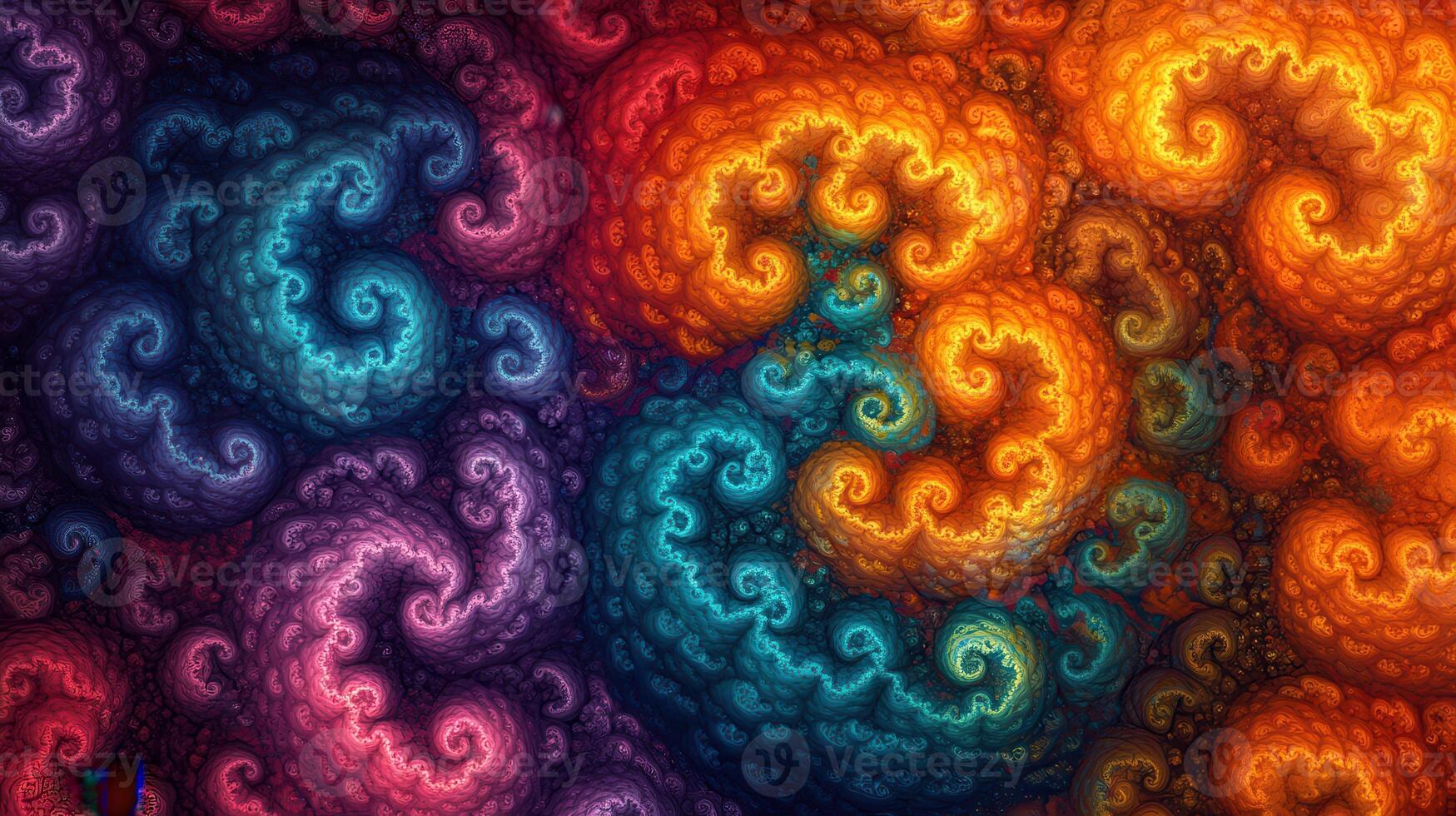 Abstract swirls, vibrant colors, fractal art, background design photo