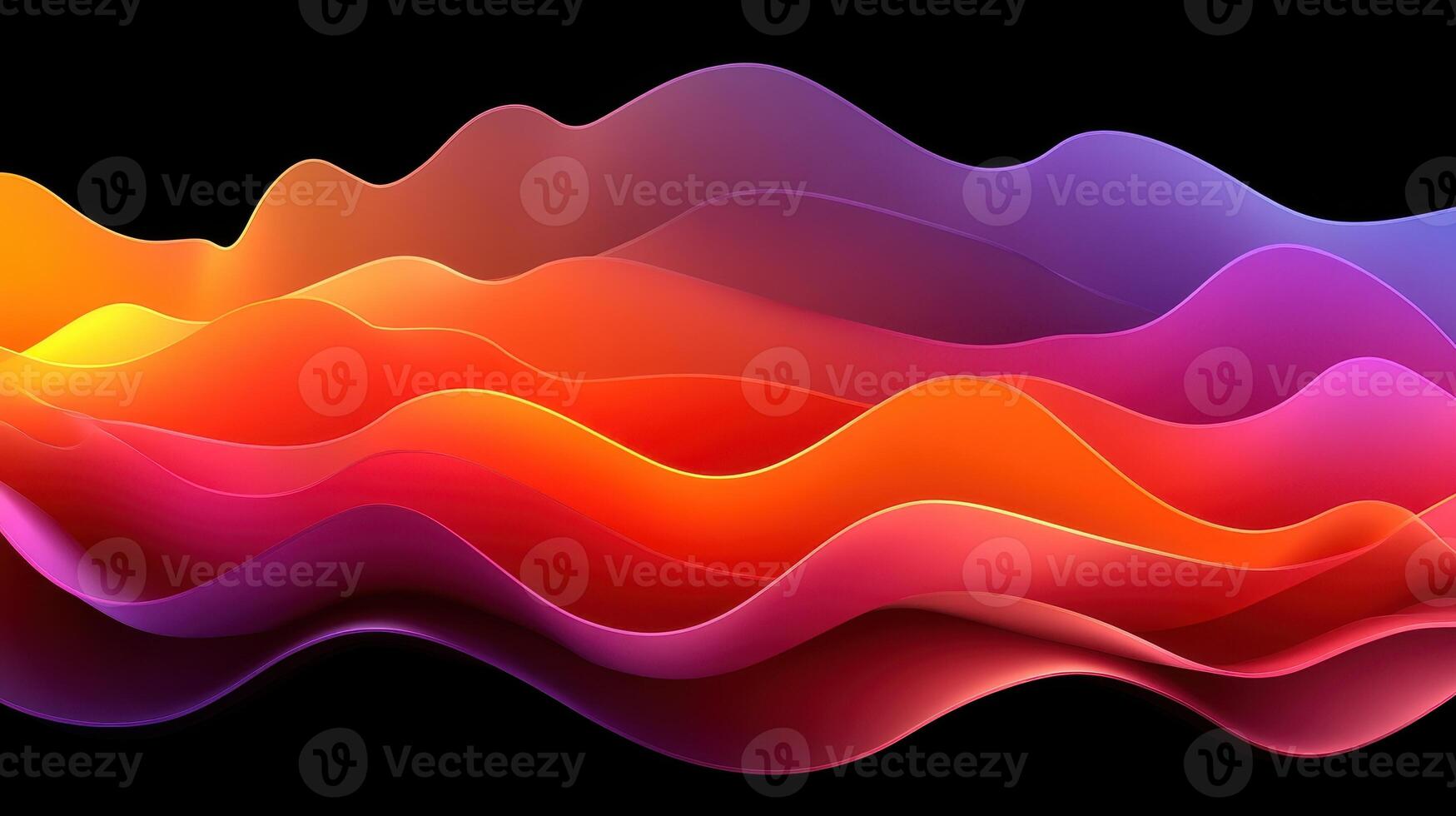 Abstract colorful waves flowing, dark background, digital art, website banner photo