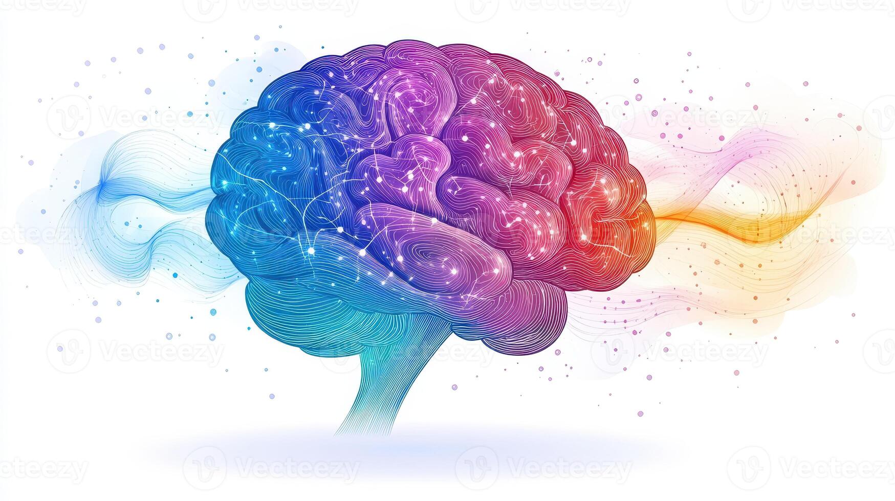 Colorful brain, neural network, mind power, abstract background, concept art photo