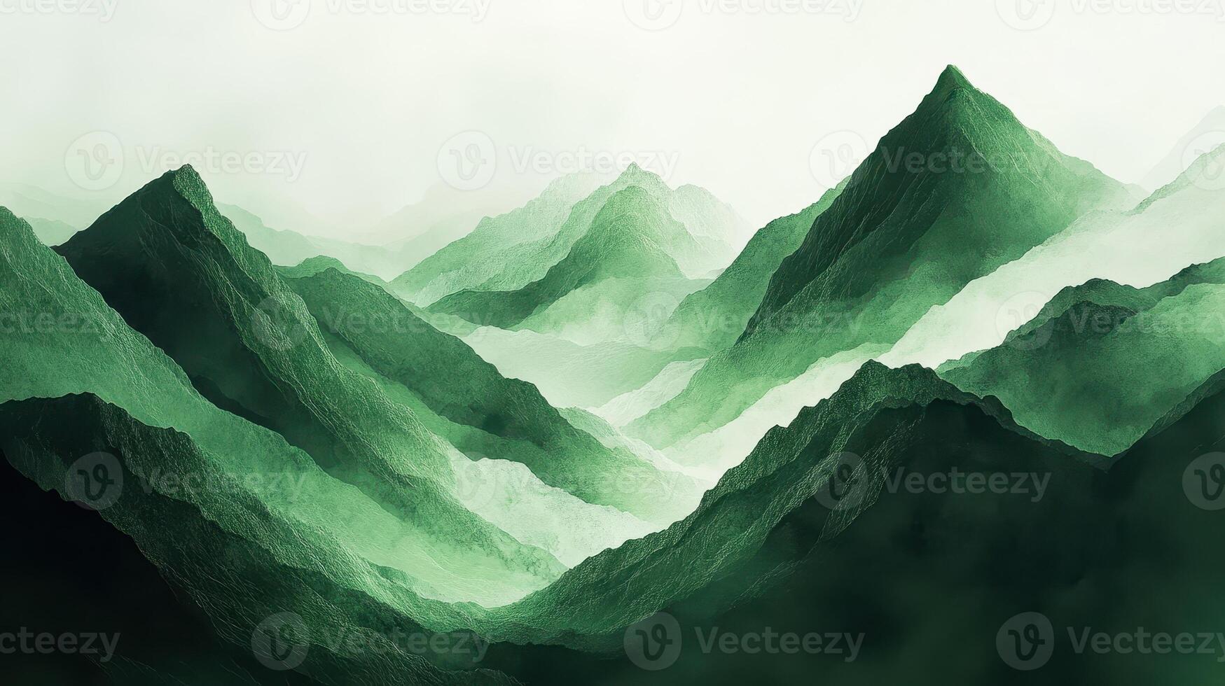 Misty green mountains, valley fog, scenic landscape, nature wallpaper photo