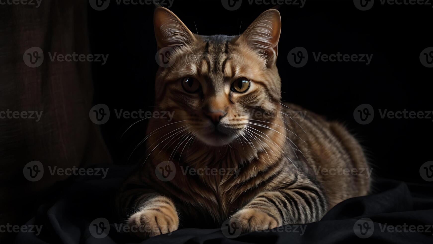 Stunning Portrait of a Domestic Cat with Striking Eyes and Beautiful Markings photo