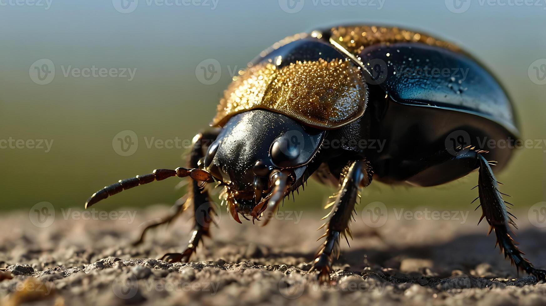Macro photograph of a striking beetle showcasing intricate details and vibrant colors. photo