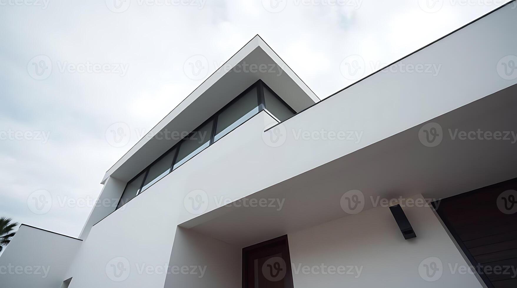 Modern Minimalist Architecture with White Walls and Geometric Design photo