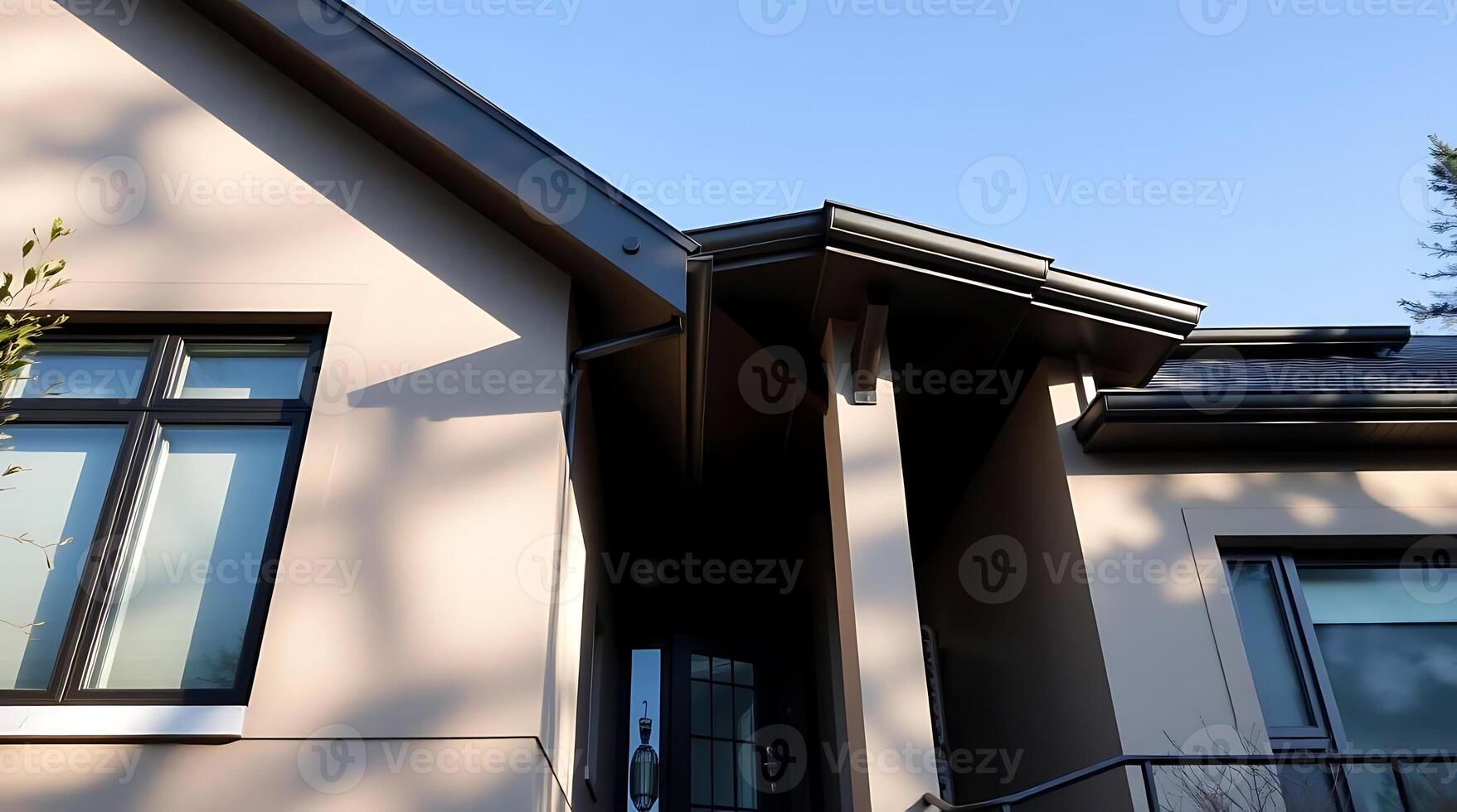 Contemporary home exterior showcasing modern architectural design elements photo