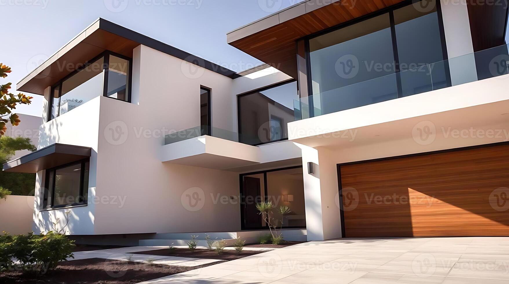 Modern home showcases architectural design with natural light facade view photo