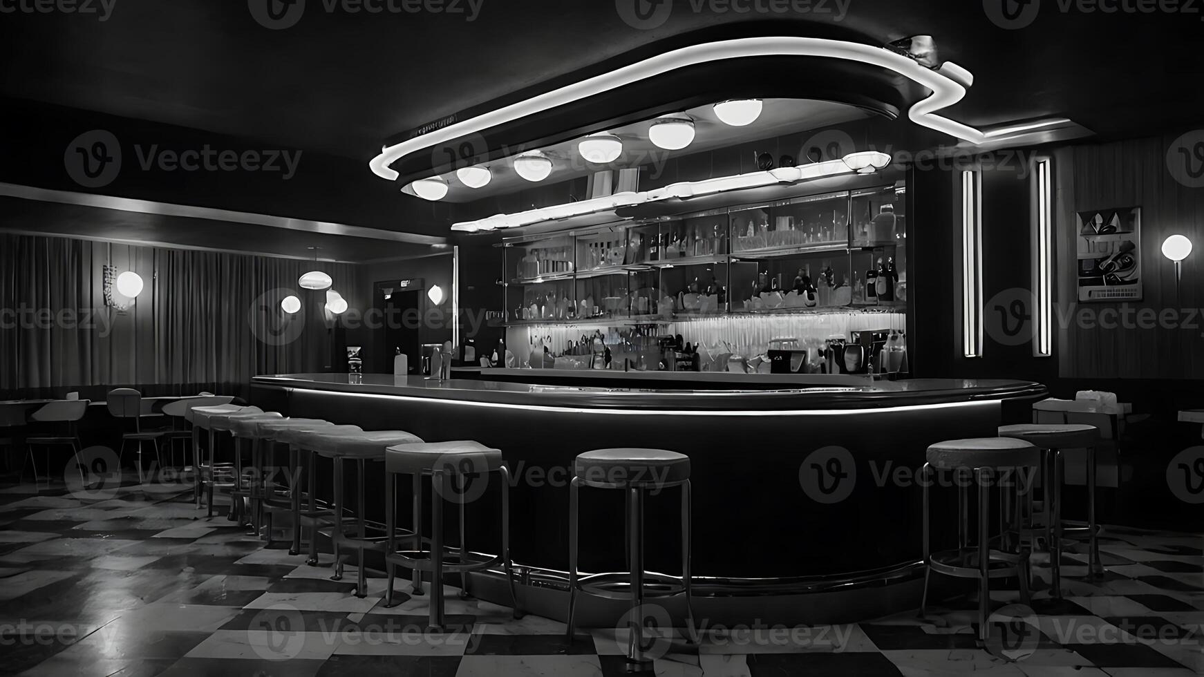 Elegant Art Deco Bar Interior with Stylish Design and Retro Atmosphere photo