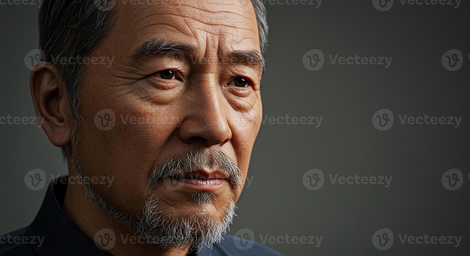 Portrait of a Thoughtful Senior Asian Man with a Distinguished Look photo