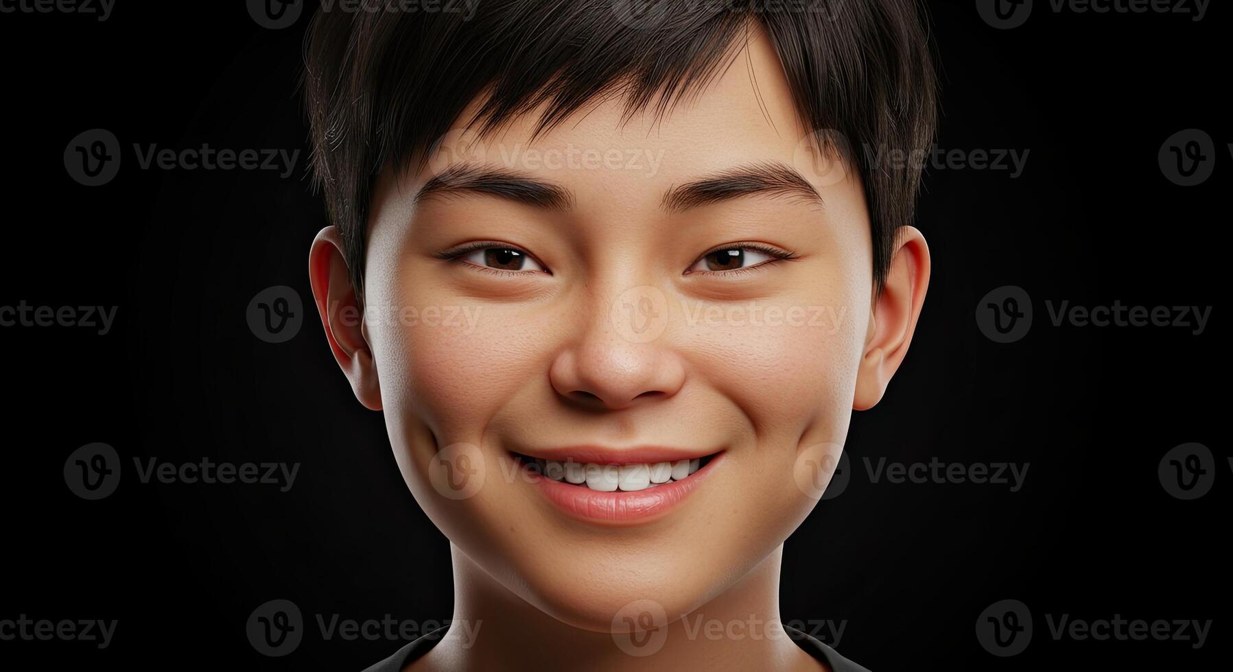 Young Asian man with a genuine smile showcasing a positive attitude photo