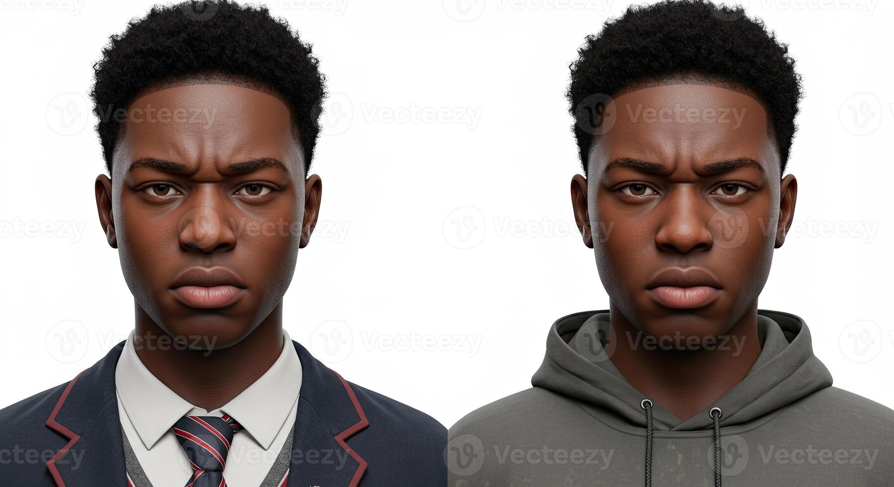 Young Black man with an angry expression in formal and casual wear photo