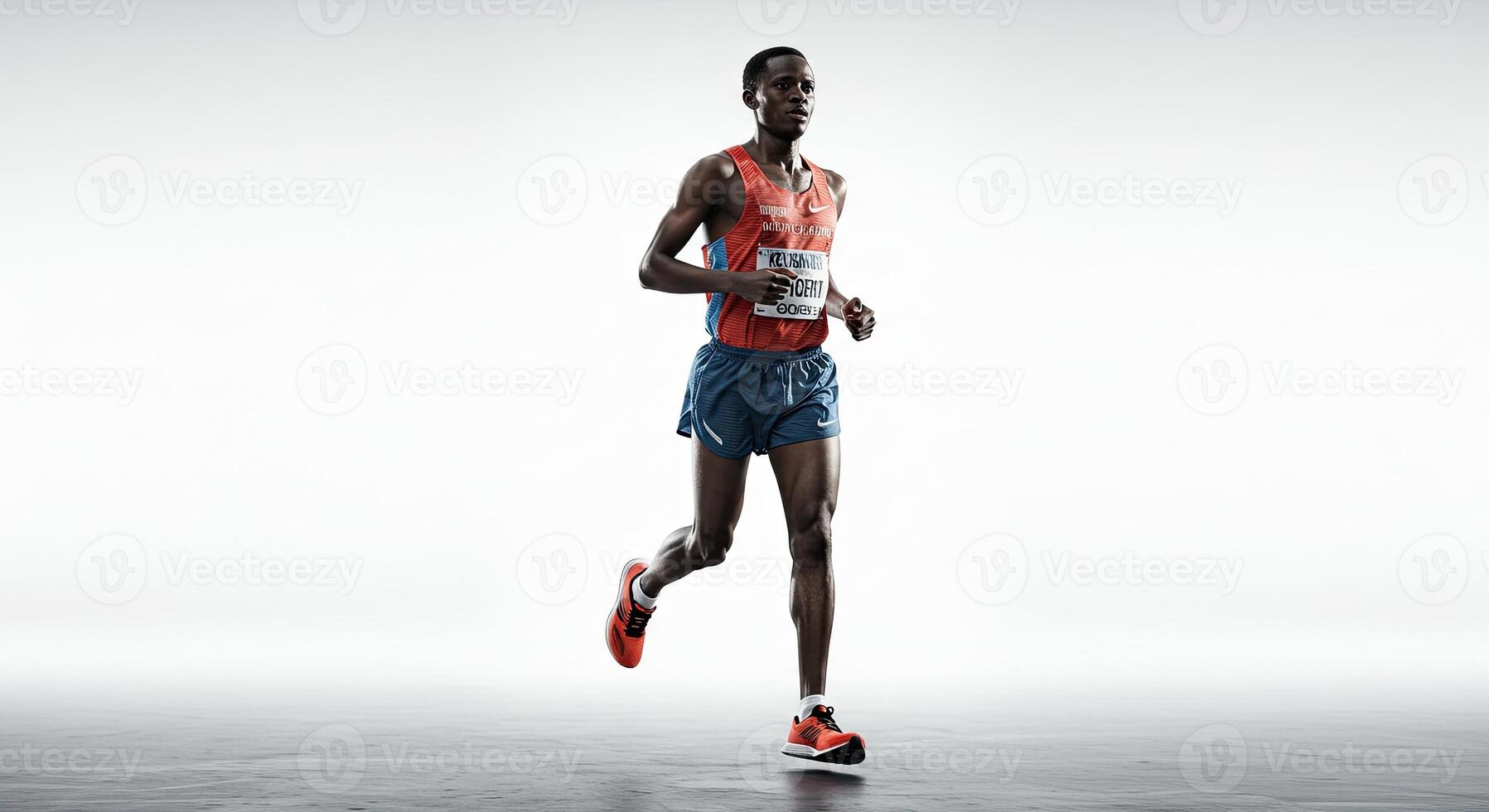 Marathon runner in motion competing and training for peak performance photo