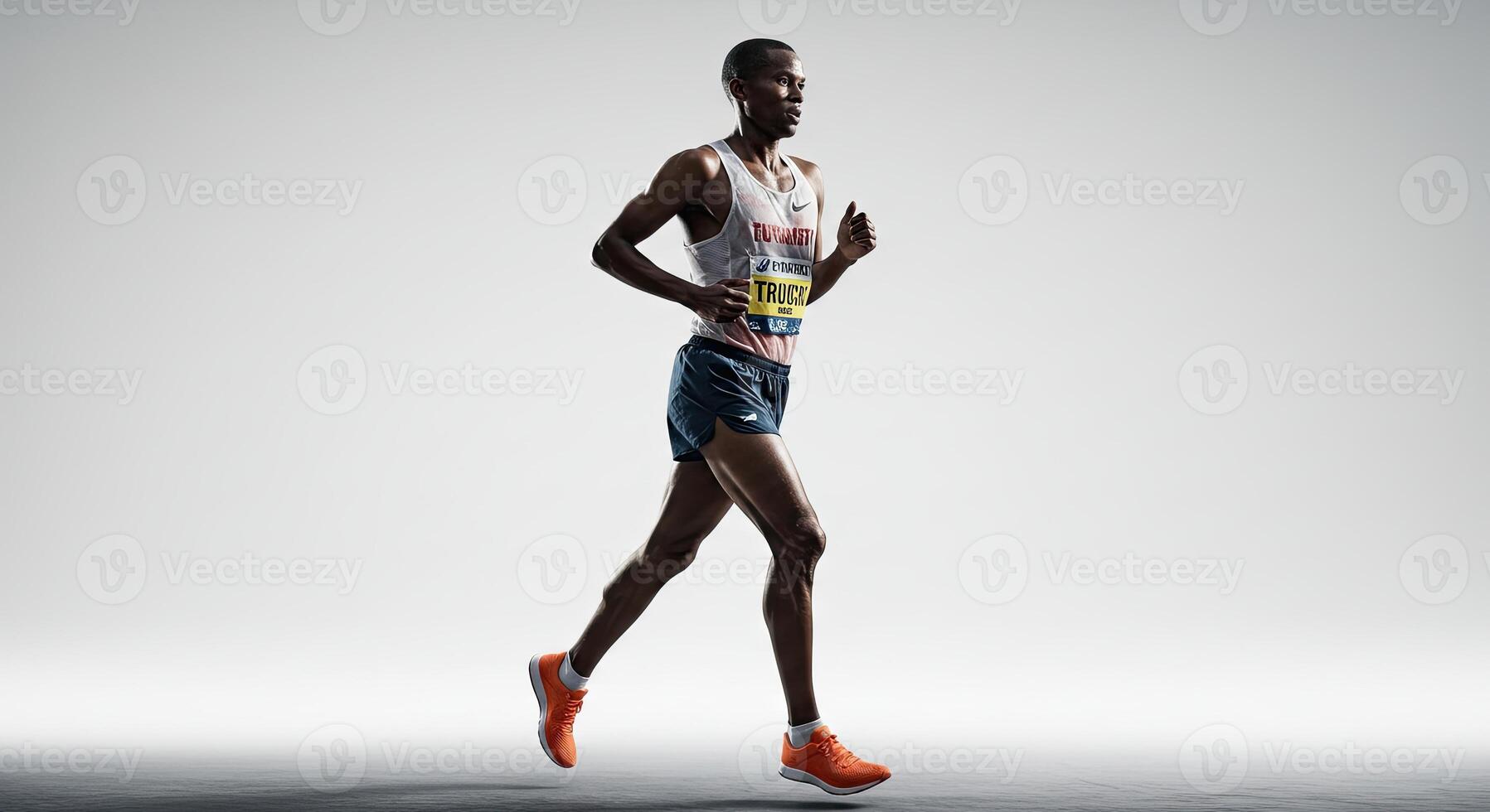 Marathon runner in motion striving for victory during a race event photo
