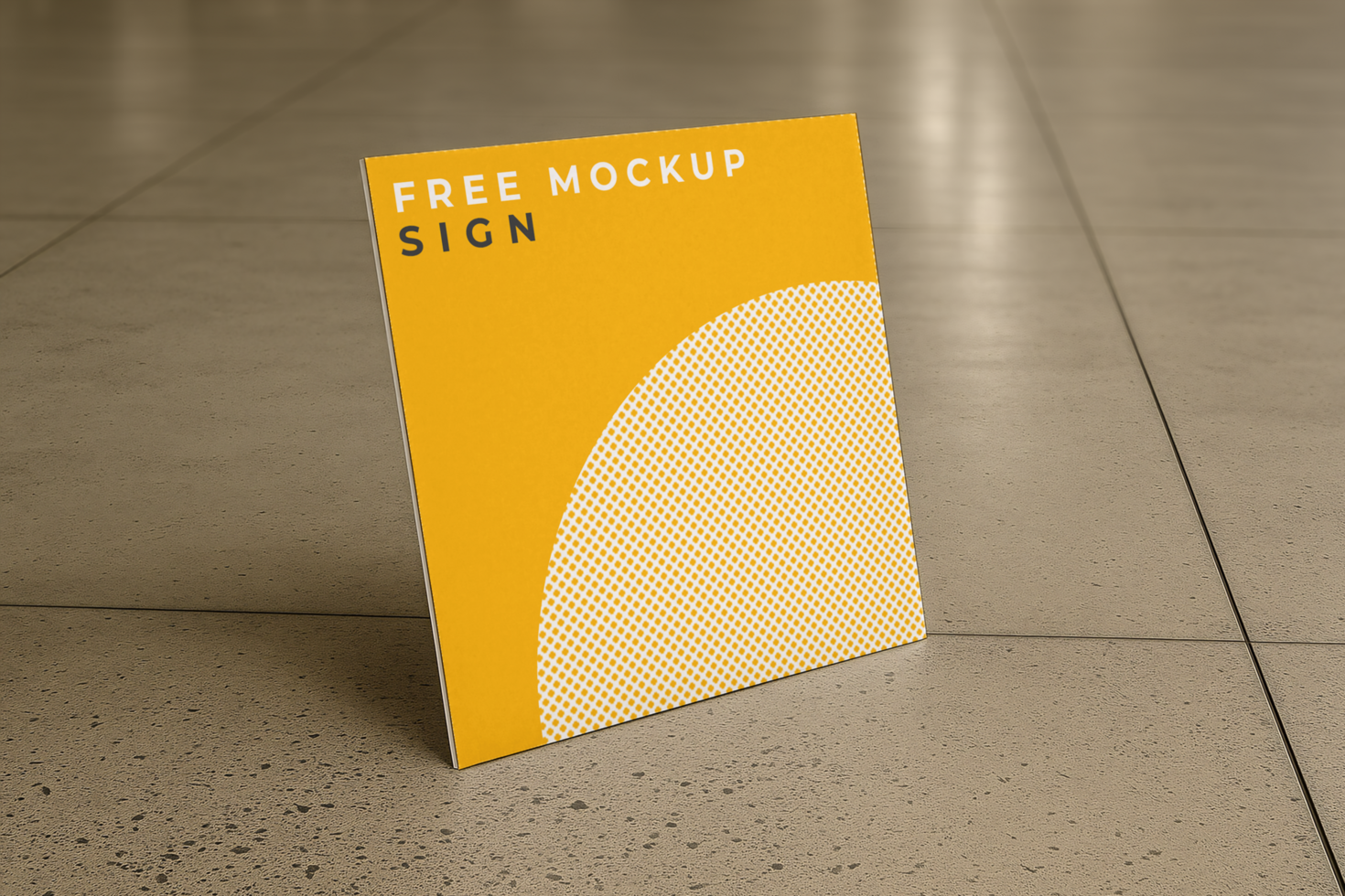 Mockup square plate on the floor of an empty area psd