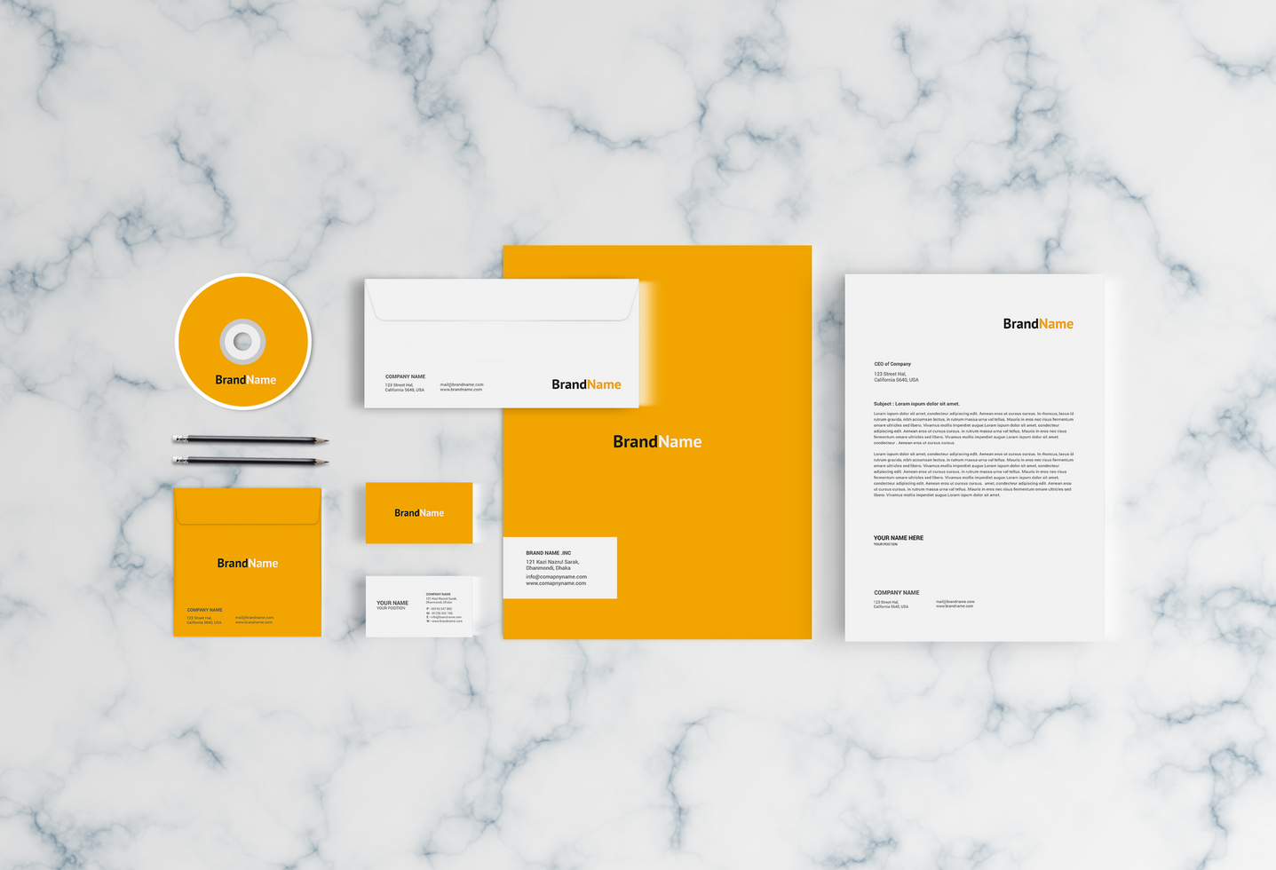 Stationary Mockup with Folder inside Envelop psd