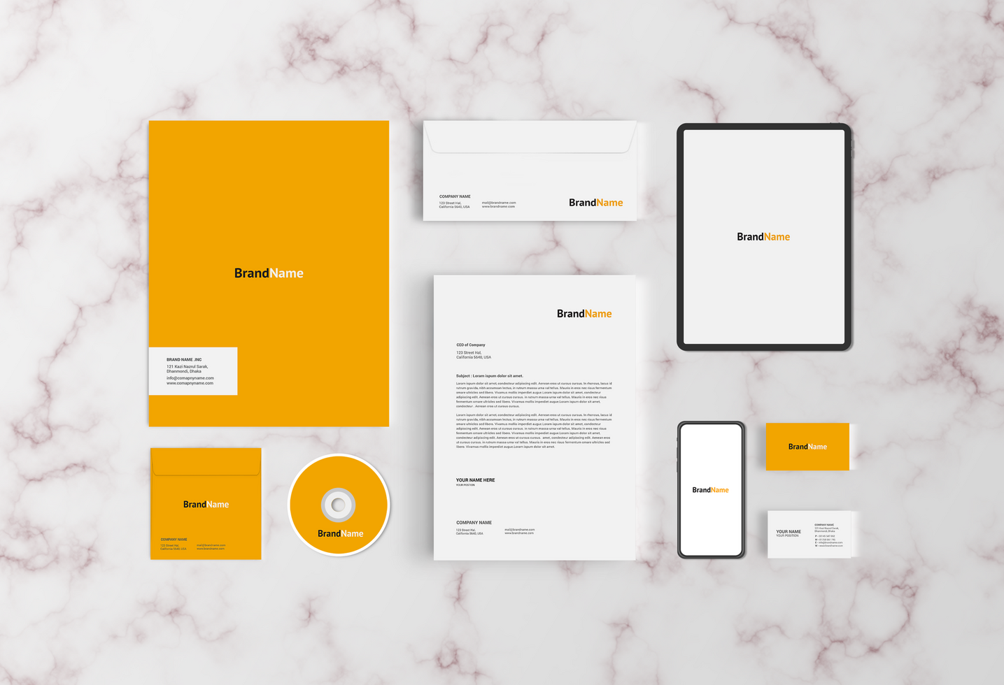 Stationary Mockup with Notepad and CD Cover psd