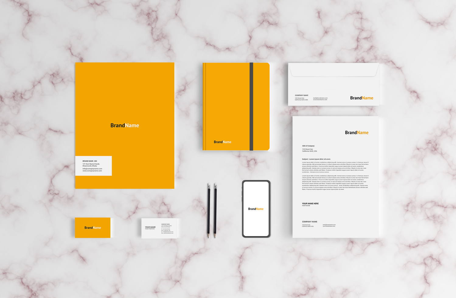 Stationary Mockup with Folder and Envelop psd