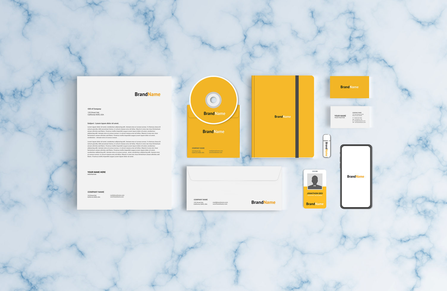 Stationary Mockup with Notepad and Envelop psd