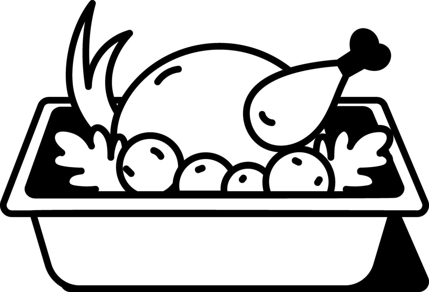 Sketchy style icon denoting baked turkey platter vector