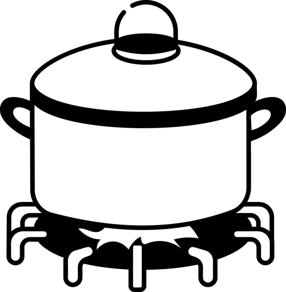 A doodle style icon depicting cooking pot vector