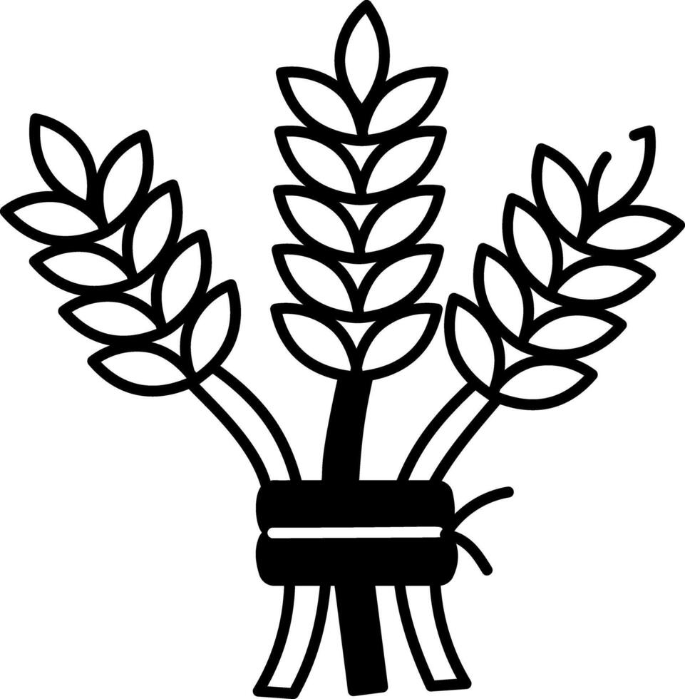Drawing style icon depicting wheat bundle tied together vector
